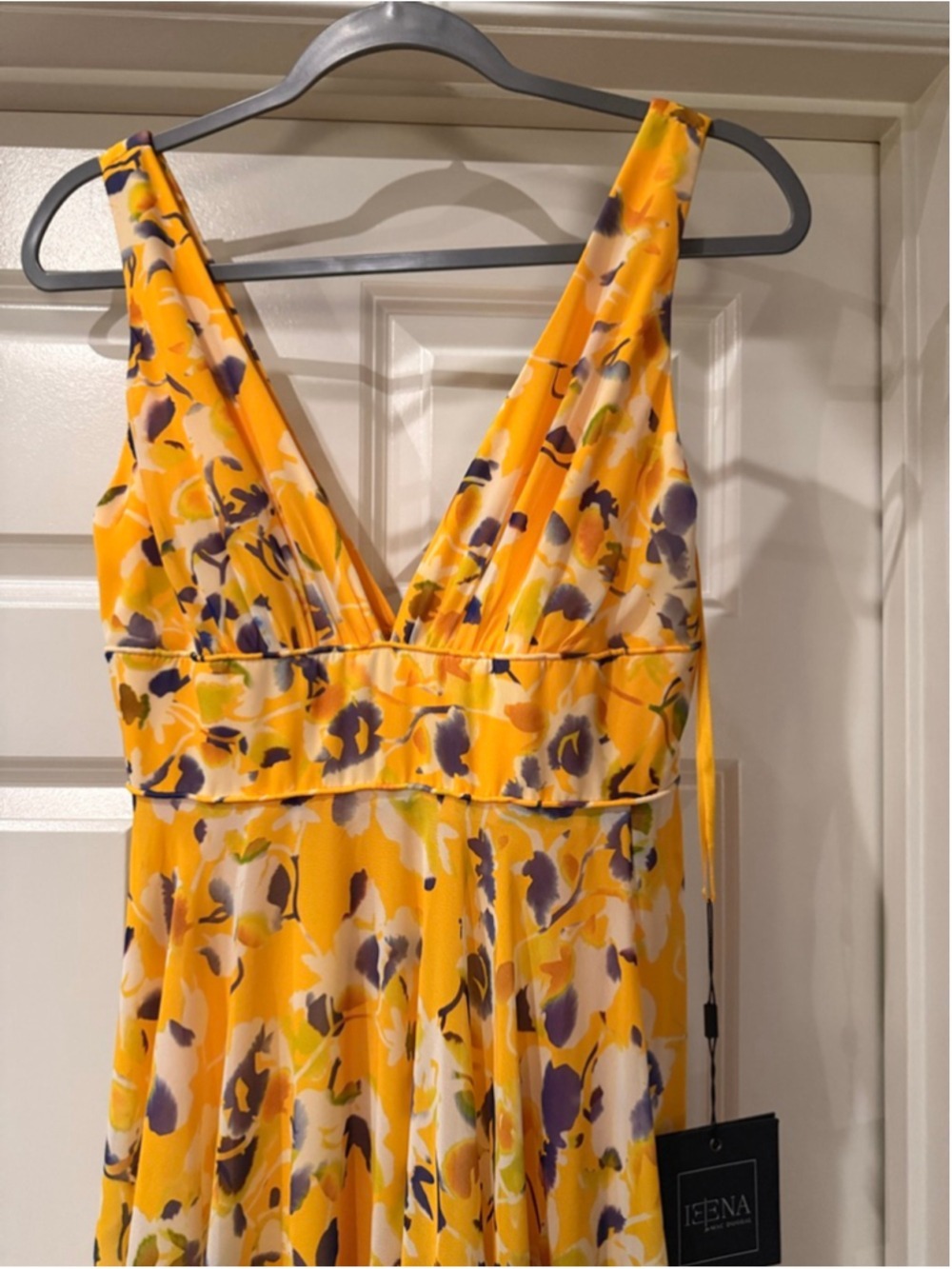 Women's Mac Duggal Floral Maxi Dress Size 2 Yellow Purple - Picture 6 of 9